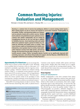 Common Running Injuries: Evaluation and Management Michael J