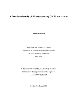 A Functional Study of Disease-Causing GNB1 Mutations