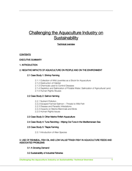 Challenging the Aquaculture Industry on Sustainability