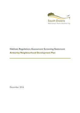 Habitats Regulations Assessment Screening Statement Amberley Neighbourhood Development Plan