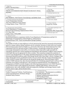 Truck Accommodation Design Guidance: Final Report