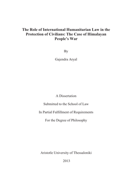 The Role of International Humanitarian Law in the Protection of Civilians: the Case of Himalayan People’S War