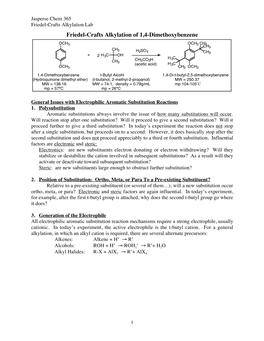 Friedel-Crafts Alkylation of 1,4-Dimethoxybenzene