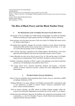 The Rise of Black Power and the Black Panther Party