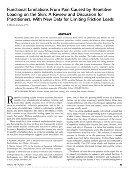 Functional Limitations from Pain Caused by Repetitive Loading On