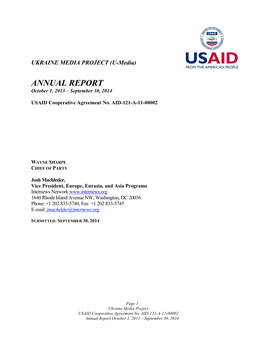 ANNUAL REPORT October 1, 2013 – September 30, 2014