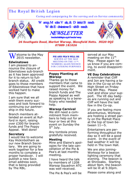 NEWSLETTER Branches.Britishlegion.Org.Uk/Branches/Warsop