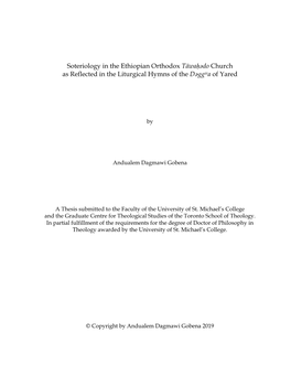 Soteriology in the Ethiopian Orthodox Täwaḥədo Church As Reflected in the Liturgical Hymns of the Dəggwa of Yared