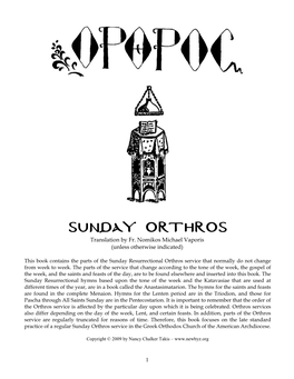 Sunday Orthros Translation by Fr