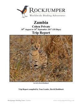 Zambia Cohen Private 30Th August to 16Th September 2017 (18 Days) Trip Report