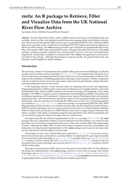 Rnrfa: an R Package to Retrieve, Filter and Visualize Data from the UK National River Flow Archive by Claudia Vitolo, Matthew Fry and Wouter Buytaert