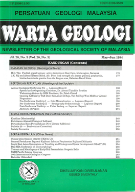 Warta Geologi Volume 20, No 3, May-Jun 1994