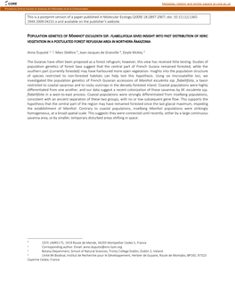 Population Genetics of Manihot Esculenta Ssp