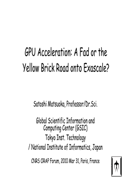 A Fad Or the Yellow Brick Road Onto Exascale?