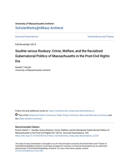 Crime, Welfare, and the Racialized Gubernatorial Politics of Massachusetts in the Post-Civil Rights Era