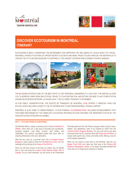 Discover Ecotourism in Montréal Itinerary