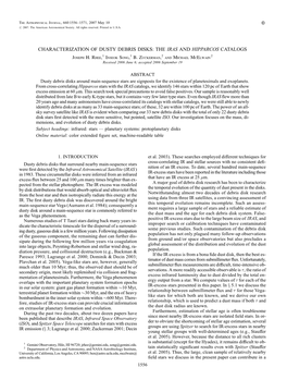 CHARACTERIZATION of DUSTY DEBRIS DISKS: the IRAS and HIPPARCOS CATALOGS Joseph H