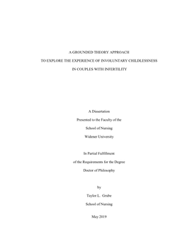 A Grounded Theory Approach to Explore the Experience of Involuntary Childlessness in Couples with Infertility