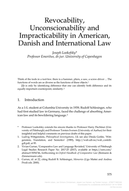 Revocability, Unconscionability and Impracticability in American, Danish and International Law