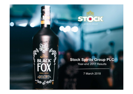 Stock Spirits Group PLC Year-End 2017 Results