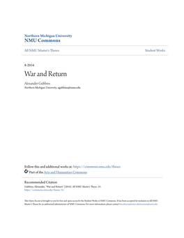 War and Return Alexander Gubbins Northern Michigan University, Agubbins@Nmu.Edu
