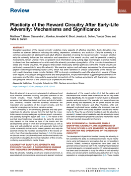 Plasticity of the Reward Circuitry After Early-Life Adversity: Mechanisms and Signiﬁcance