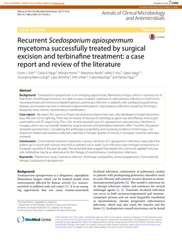 Recurrent Scedosporium Apiospermum Mycetoma Successfully Treated by Surgical Excision and Terbinafine Treatment: a Case Report and Review of the Literature Eszter J