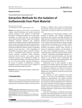 Extraction Methods for the Isolation of Isoflavonoids from Plant Material