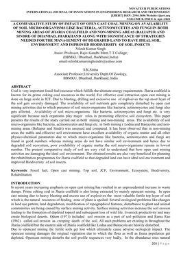 A Comparative Study of Impact of Open Cast Coal Mining