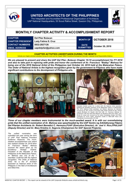 Del Pilar- Bulacan Chapter Report October 2018.Pdf