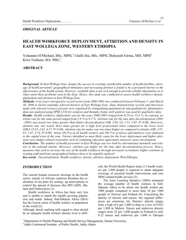 Health Workforce Deployment, Attrition and Density in East Wollega Zone, Western Ethiopia