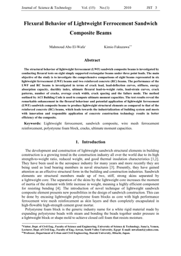 Flexural Behavior of Lightweight Ferrocement Sandwich Composite Beams � Mahmoud�Abo�El�Wafa +� � Kimio�Fukuzawa ++