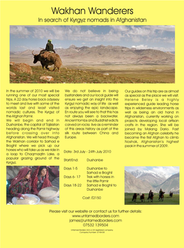 Wakhan Wanderers in Search of Kyrgyz Nomads in Afghanistan