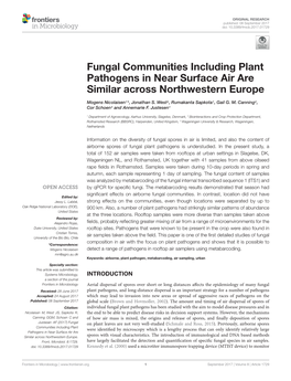 Fungal Communities Including Plant Pathogens in Near Surface Air Are Similar Across Northwestern Europe