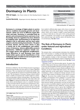 Dormancy in Plants Advanced Article