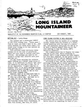 5Sv- • TLONGISLANDMOUNTAINEE R Artist: Ray Welch NEWSLETTER