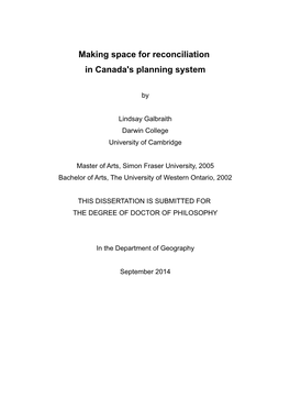 Making Space for Reconciliation in Canada's Planning System