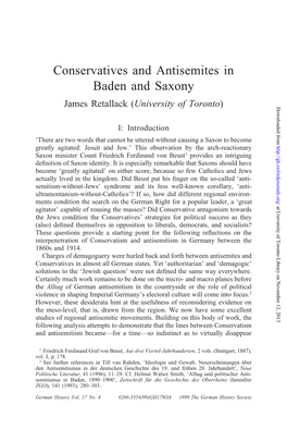 Conservatives and Antisemites in Baden and Saxony