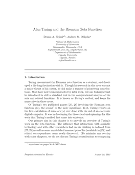 Alan Turing and the Riemann Zeta Function