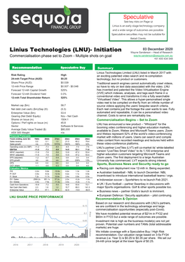 Linius Technologies (LNU)- Initiation