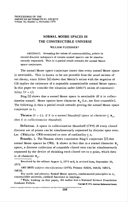 Normal Moore Spaces in the Constructible Universe 295