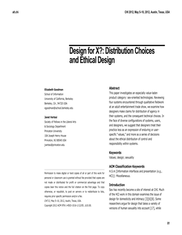 Design for X?: Distribution Choices and Ethical Design