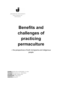 Benefits and Challenges of Practicing Permaculture