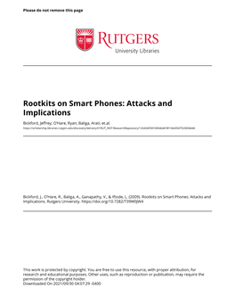 Rootkits on Smart Phones: Attacks and Implications