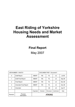 East Riding Housing Needs and Market Assessment