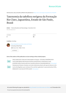 Taxonomia Da Tafoflora Neógena Da Formação Rio Claro, Jaguariúna, Estado De São Paulo, Brasil