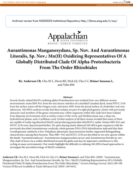 Mn(II) Oxidizing Representatives of a Globally Distributed Clade of Alpha-Proteobacteria from the Order Rhizobiales