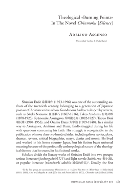 Theological «Burning Points» in the Novel Chinmoku [Silence] Adelino Ascenso