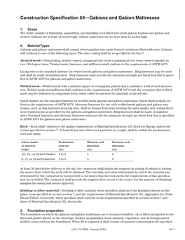 Construction Specification 64—Gabions and Gabion Mattresses
