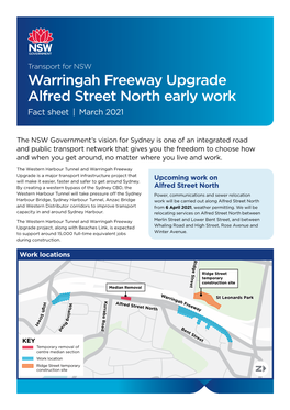 Warringah Freeway Upgrade Alfred Street North Early Work Fact Sheet | March 2021